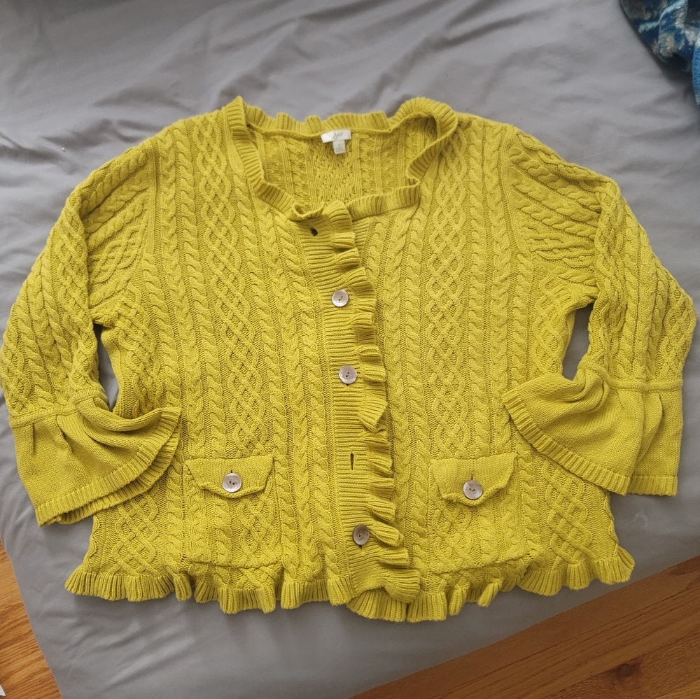 J. Jill Mustard Cardigan Size Large